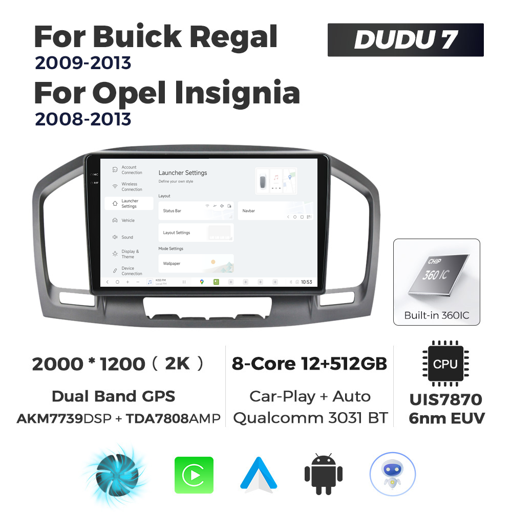 Navigatie Dedicata Opel Insignia 2008-2013 DUDU7 9" 12GB RAM, 512GB ROM, Octacore, Ecran 2K, CarPlay&AndroidAuto, Android - imagine 2