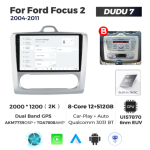 Navigatie Dedicata Ford Focus 2 2004-2011 Clima DUDU7 9" 12GB RAM, 512GB ROM, Octacore, Ecran 2K, CarPlay&AndroidAuto, Android - imagine 2