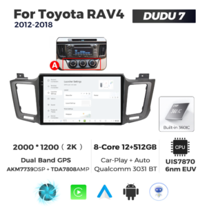 Navigatie Dedicata Toyota RAV4 2012-2018 DUDU7 9" 12GB RAM, 512GB ROM, Octacore, Ecran 2K, CarPlay&AndroidAuto, Android - imagine 2