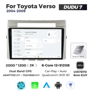 Navigatie Dedicata Toyota Verso 2004-2009 DUDU7 9" 12GB RAM, 512GB ROM, Octacore, Ecran 2K, CarPlay&AndroidAuto, Android - imagine 2
