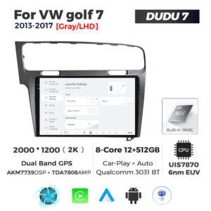 Navigatie Dedicata Volkswagen Golf 7 Gri 2013-2017 DUDU7 9" 12GB RAM, 512GB ROM, Octacore, Ecran 2K, CarPlay&AndroidAuto, Android - imagine 2