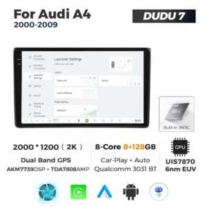 Navigatie Dedicata Audi A4 2000-2009 DUDU7 9" 8GB RAM, 128GB ROM, Octacore, Ecran 2K, CarPlay&AndroidAuto, Android - imagine 2