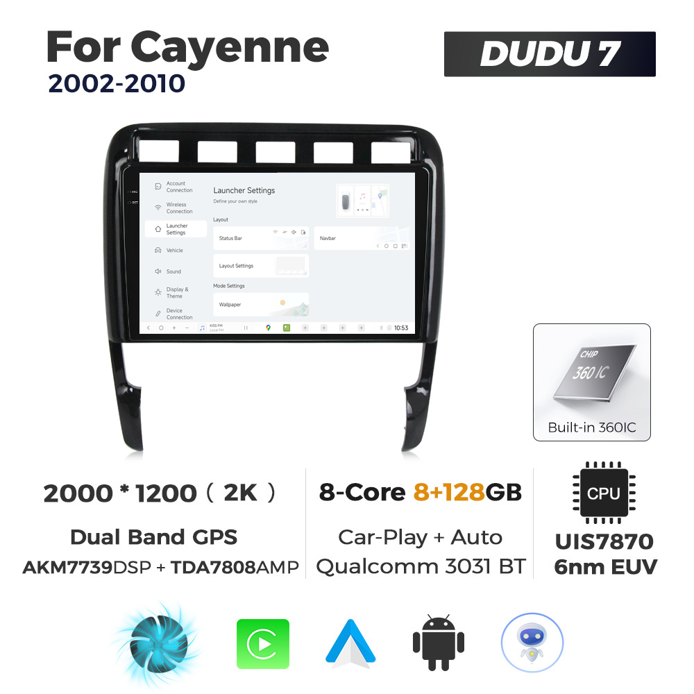 Navigatie Dedicata Porsche Cayenne 2002-2010 DUDU7 9" 8GB RAM, 128GB ROM, Octacore, Ecran 2K, CarPlay&AndroidAuto, Android - imagine 2