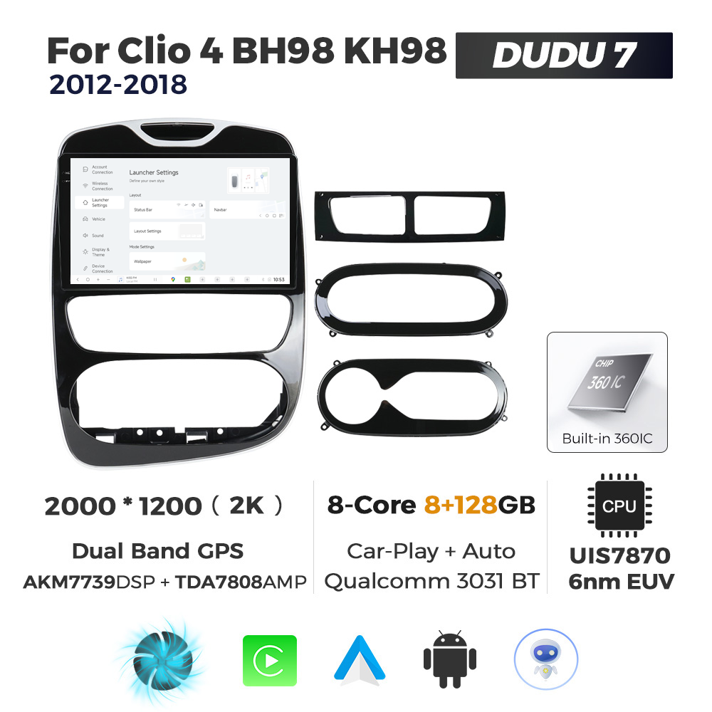 Navigatie Dedicata Renault Clio 4 2012-2018 DUDU7 9" 8GB RAM, 128GB ROM, Octacore, Ecran 2K, CarPlay&AndroidAuto, Android - imagine 2