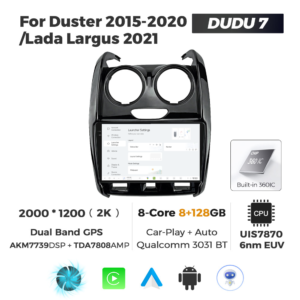 Navigatie Dedicata Renault Duster 2015-2020 DUDU7 9" 8GB RAM, 128GB ROM, Octacore, Ecran 2K, CarPlay&AndroidAuto, Android - imagine 2