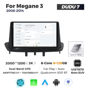 Navigatie Dedicata Renault Megan 3 2008-2014 DUDU7 9" 8GB RAM, 128GB ROM, Octacore, Ecran 2K, CarPlay&AndroidAuto, Android - imagine 2