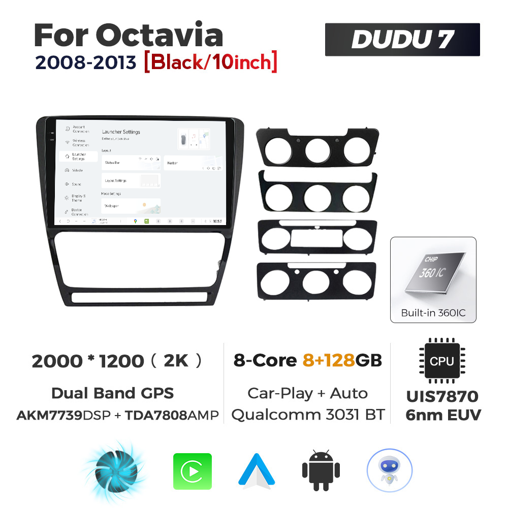 Navigatie Dedicata Skoda Octavia 2004-2013 Negru DUDU7 9" 8GB RAM, 128GB ROM, Octacore, Ecran 2K, CarPlay&AndroidAuto, Android - imagine 2