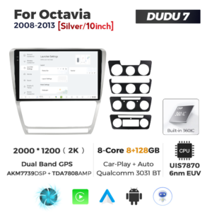 Navigatie Dedicata Skoda Octavia 2004-2013 Gri DUDU7 9" 8GB RAM, 128GB ROM, Octacore, Ecran 2K, CarPlay&AndroidAuto, Android - imagine 2