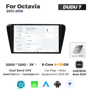 Navigatie Dedicata Skoda Octavia 2013-2018 DUDU7 9" 8GB RAM, 128GB ROM, Octacore, Ecran 2K, CarPlay&AndroidAuto, Android - imagine 2