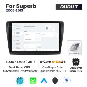 Navigatie Dedicata Skoda Superb 2008-2015 DUDU7 9" 8GB RAM, 128GB ROM, Octacore, Ecran 2K, CarPlay&AndroidAuto, Android - imagine 2