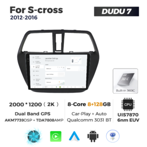 Navigatie Dedicata Suzuki S-Cross 2012-2016 DUDU7 9" 8GB RAM, 128GB ROM, Octacore, Ecran 2K, CarPlay&AndroidAuto, Android - imagine 2