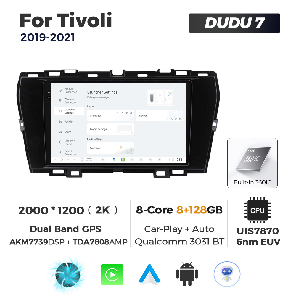 Navigatie Dedicata SsangYong Tivoli 2019-2021 DUDU7 9" 8GB RAM, 128GB ROM, Octacore, Ecran 2K, CarPlay&AndroidAuto, Android - imagine 2