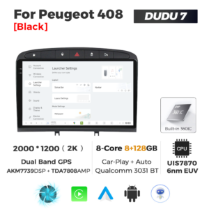 Navigatie Dedicata Peugeot 408 2001-2008 DUDU7 9" 8GB RAM, 128GB ROM, Octacore, Ecran 2K, CarPlay&AndroidAuto, Android - imagine 2