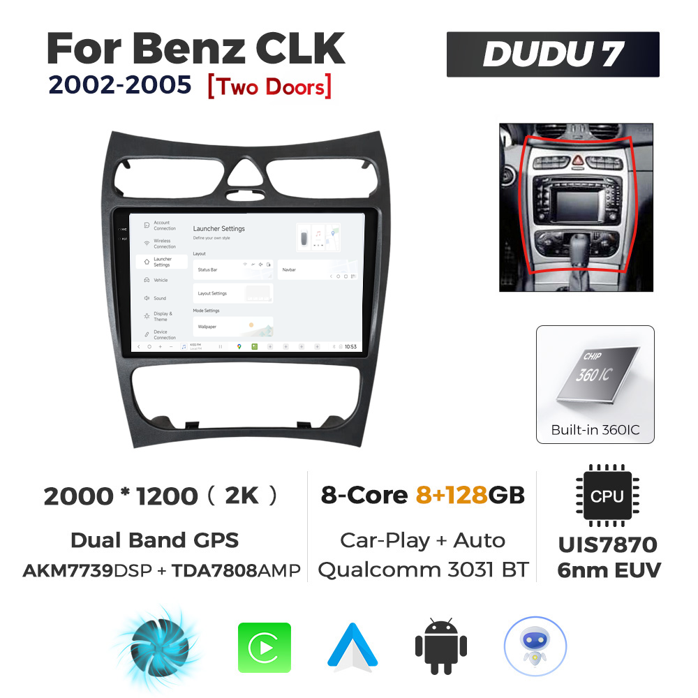 Navigatie Dedicata Benz CLK 2002-2005 DUDU7 9" 8GB RAM, 128GB ROM, Octacore, Ecran 2K, CarPlay&AndroidAuto, Android - imagine 2