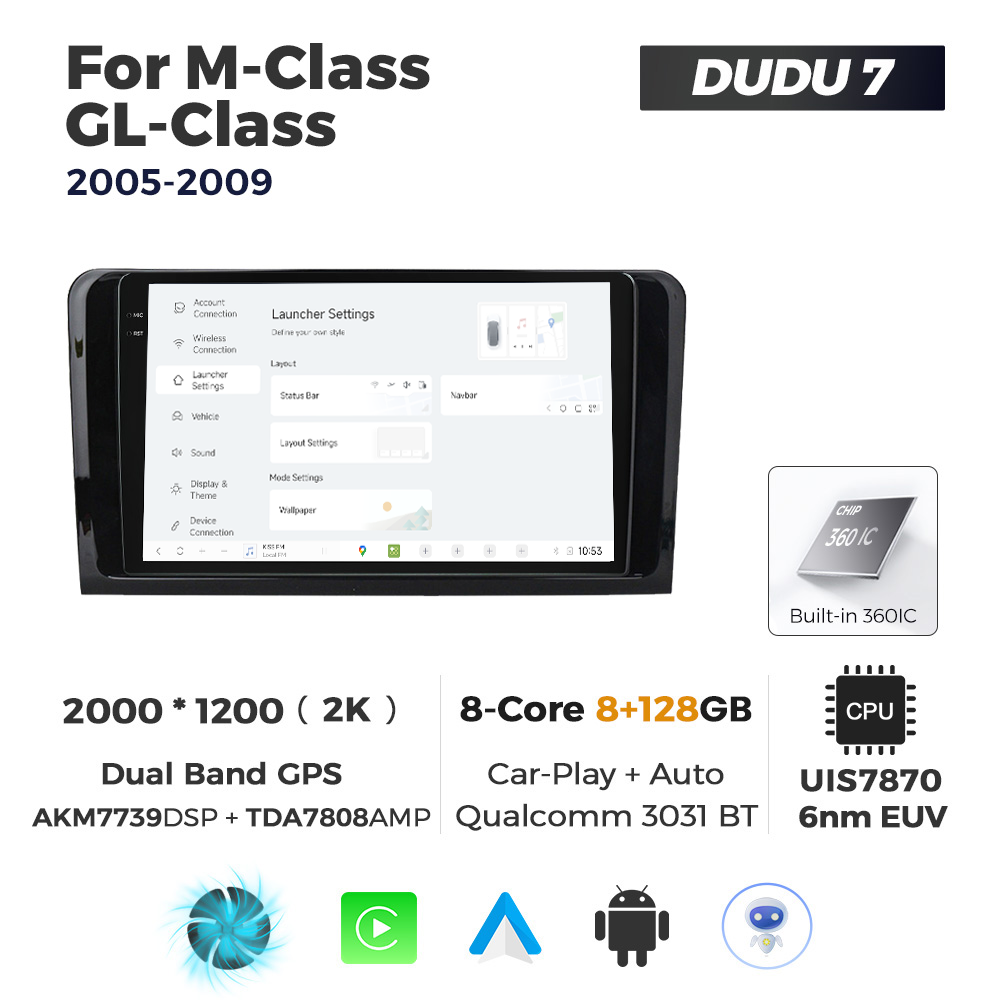 Navigatie Dedicata Benz ML/GL-Class 2005-2009 DUDU7 9" 8GB RAM, 128GB ROM, Octacore, Ecran 2K, CarPlay&AndroidAuto, Android - imagine 2