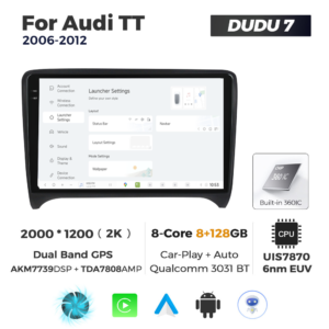 Navigatie Dedicata Audi TT 2006-2012 DUDU7 9" 8GB RAM, 128GB ROM, Octacore, Ecran 2K, CarPlay&AndroidAuto, Android - imagine 2