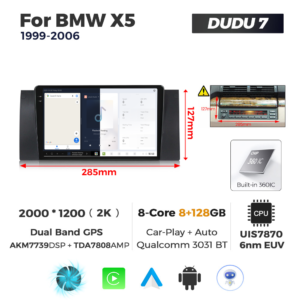 Navigatie Dedicata BMW E39 1999-2006 DUDU7 9" 8GB RAM, 128GB ROM, Octacore, Ecran 2K, CarPlay&AndroidAuto, Android - imagine 2