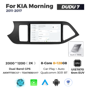 Navigatie Dedicata Kia Morning 2011-2017 DUDU7 9" 8GB RAM, 128GB ROM, Octacore, Ecran 2K, CarPlay&AndroidAuto, Android - imagine 2
