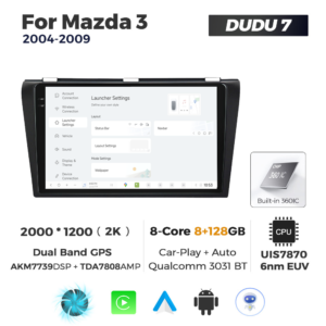 Navigatie Dedicata Mazda 3 2004-2009 DUDU7 9" 8GB RAM, 128GB ROM, Octacore, Ecran 2K, CarPlay&AndroidAuto, Android - imagine 2
