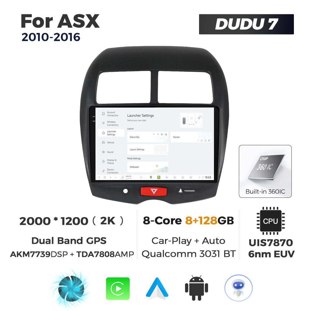 Navigatie Dedicata Mitsubishi ASX 2010-2016 DUDU7 9" 8GB RAM, 128GB ROM, Octacore, Ecran 2K, CarPlay&AndroidAuto, Android - imagine 2