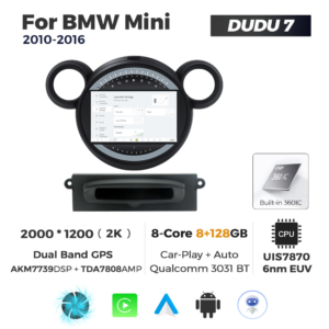 Navigatie Dedicata BMW MINI 2010-2016 DUDU7 9" 8GB RAM, 128GB ROM, Octacore, Ecran 2K, CarPlay&AndroidAuto, Android - imagine 2