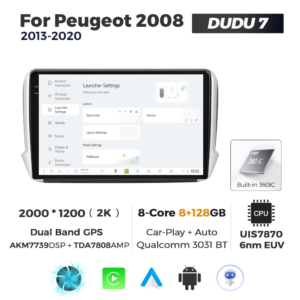 Navigatie Dedicata Peugeot 2008 2013-2020 DUDU7 9" 8GB RAM, 128GB ROM, Octacore, Ecran 2K, CarPlay&AndroidAuto, Android - imagine 2