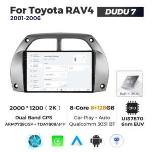 Navigatie Dedicata Toyota RAV4 2001-2006 DUDU7 9" 8GB RAM, 128GB ROM, Octacore, Ecran 2K, CarPlay&AndroidAuto, Android - imagine 2