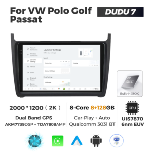 Navigatie Dedicata Volkswagen Polo 2009-2017 DUDU7 9" 8GB RAM, 128GB ROM, Octacore, Ecran 2K, CarPlay&AndroidAuto, Android - imagine 2
