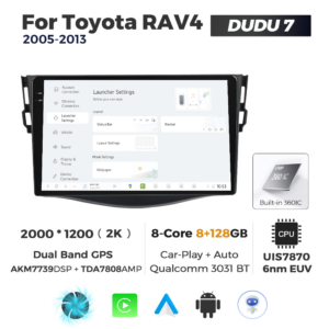 Navigatie Dedicata Toyota RAV4 2005-2013 DUDU7 9" 8GB RAM, 128GB ROM, Octacore, Ecran 2K, CarPlay&AndroidAuto, Android - imagine 2