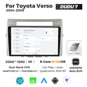 Navigatie Dedicata Toyota Verso 2004-2009 DUDU7 9" 8GB RAM, 128GB ROM, Octacore, Ecran 2K, CarPlay&AndroidAuto, Android - imagine 2