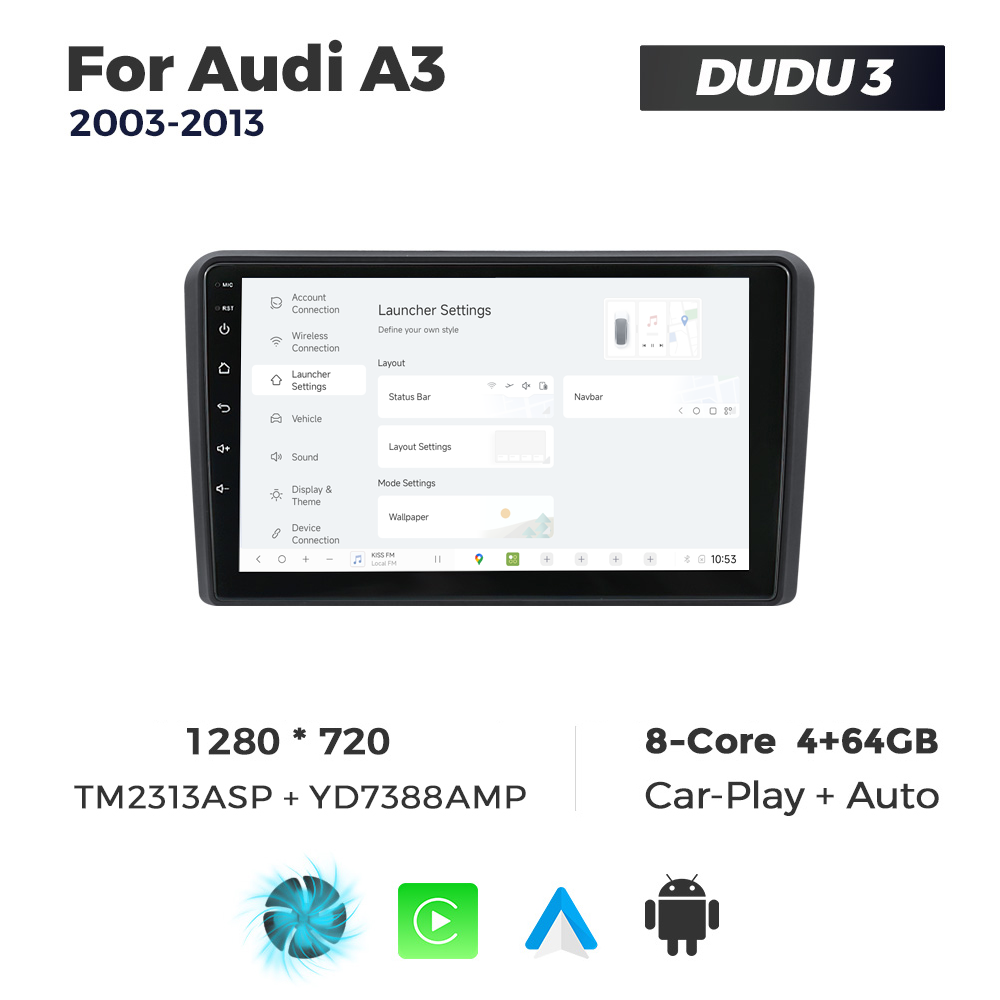 Navigatie Dedicata Audi A3 2003-2013 DUDU3 9" 4GB RAM, 64GB ROM, Octacore, Ecran HD, CarPlay&AndroidAuto, Android - imagine 2