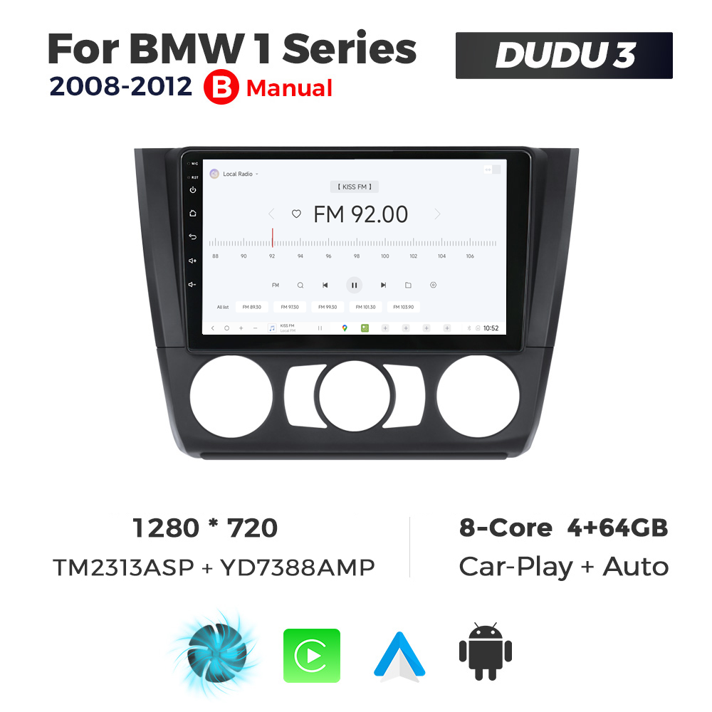 Navigatie Dedicata BMW Seria 1 2008-2012 DUDU3 9" 4GB RAM, 64GB ROM, Octacore, Ecran HD, CarPlay&AndroidAuto, Android, AC - imagine 3