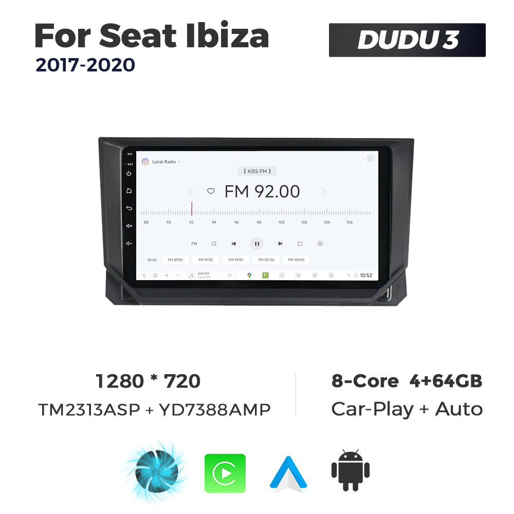 Navigatie Dedicata Seat Ibiza 2017-2020 DUDU3 9" 4GB RAM, 64GB ROM, Octacore, Ecran HD, CarPlay&AndroidAuto, Android - imagine 3