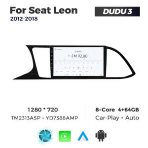 Navigatie Dedicata Seat Leon 2012-2018 DUDU3 9" 4GB RAM, 64GB ROM, Octacore, Ecran HD, CarPlay&AndroidAuto, Android - imagine 3