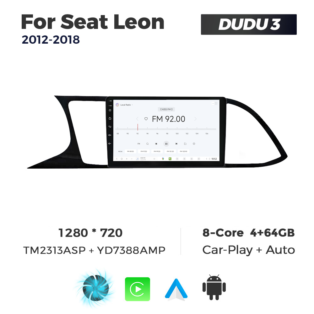 Navigatie Dedicata Seat Leon 2012-2018 DUDU3 9" 4GB RAM, 64GB ROM, Octacore, Ecran HD, CarPlay&AndroidAuto, Android - imagine 3