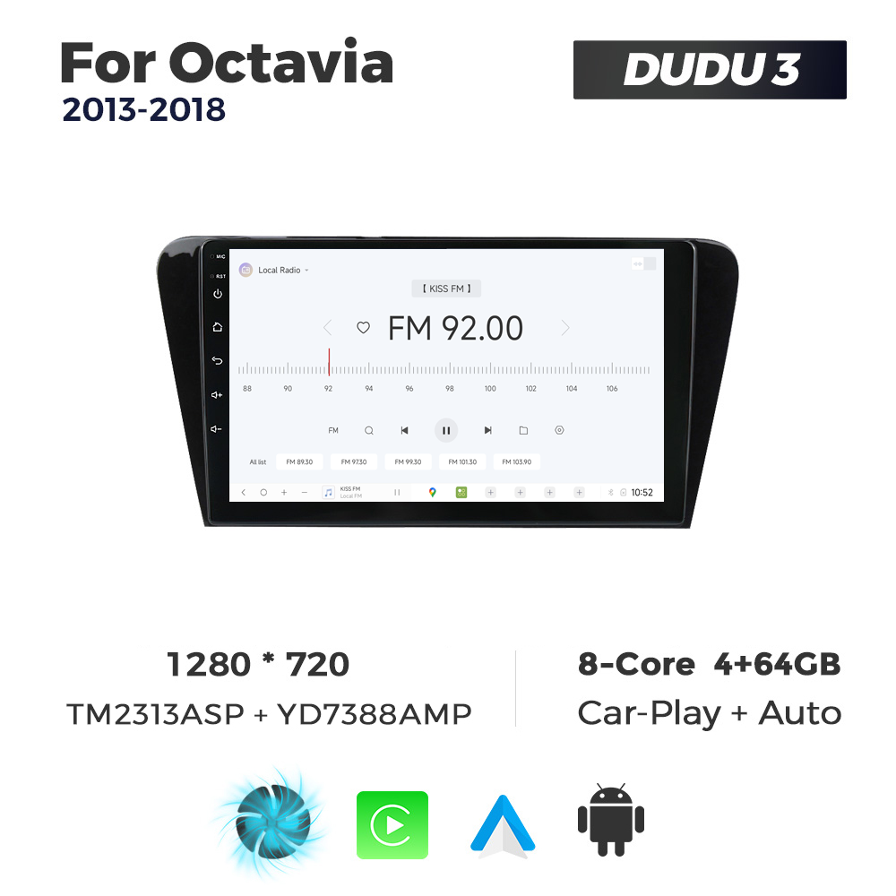 Navigatie Dedicata Skoda Octavia 2013-2018 DUDU3 9" 4GB RAM, 64GB ROM, Octacore, Ecran HD, CarPlay&AndroidAuto, Android - imagine 3