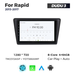 Navigatie Dedicata Skoda Rapid 2013-2017 DUDU3 9" 4GB RAM, 64GB ROM, Octacore, Ecran HD, CarPlay&AndroidAuto, Android - imagine 3