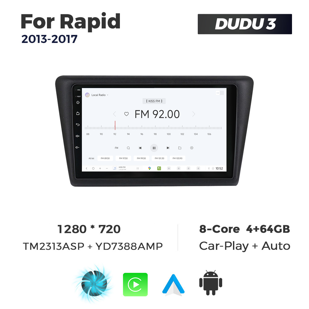 Navigatie Dedicata Skoda Rapid 2013-2017 DUDU3 9" 4GB RAM, 64GB ROM, Octacore, Ecran HD, CarPlay&AndroidAuto, Android - imagine 3