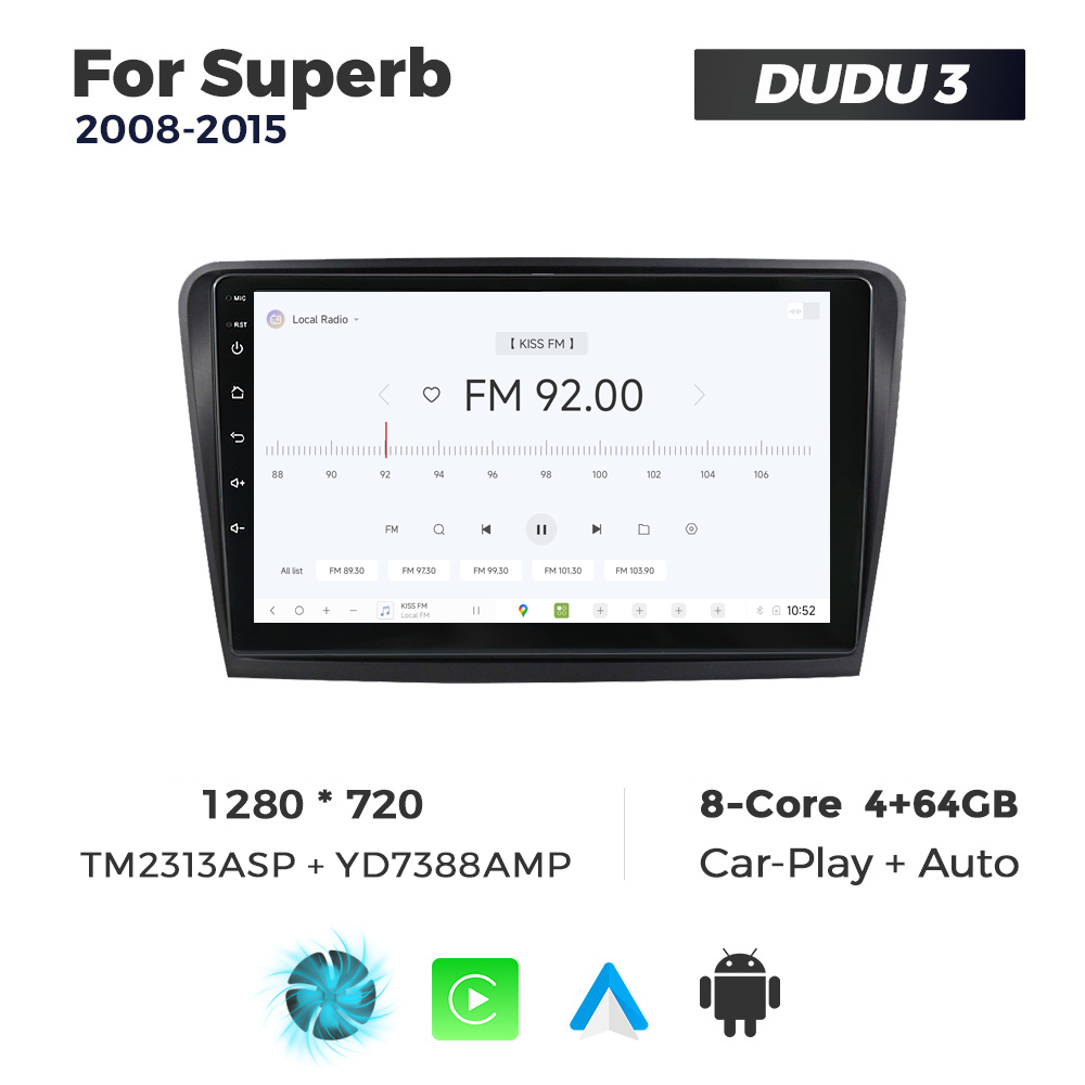 Navigatie Dedicata Skoda Superb 2008-2015 DUDU3 9" 4GB RAM, 64GB ROM, Octacore, Ecran HD, CarPlay&AndroidAuto, Android - imagine 3