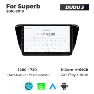 Navigatie Dedicata Skoda Superb 2016-2019 DUDU3 9" 4GB RAM, 64GB ROM, Octacore, Ecran HD, CarPlay&AndroidAuto, Android - imagine 3