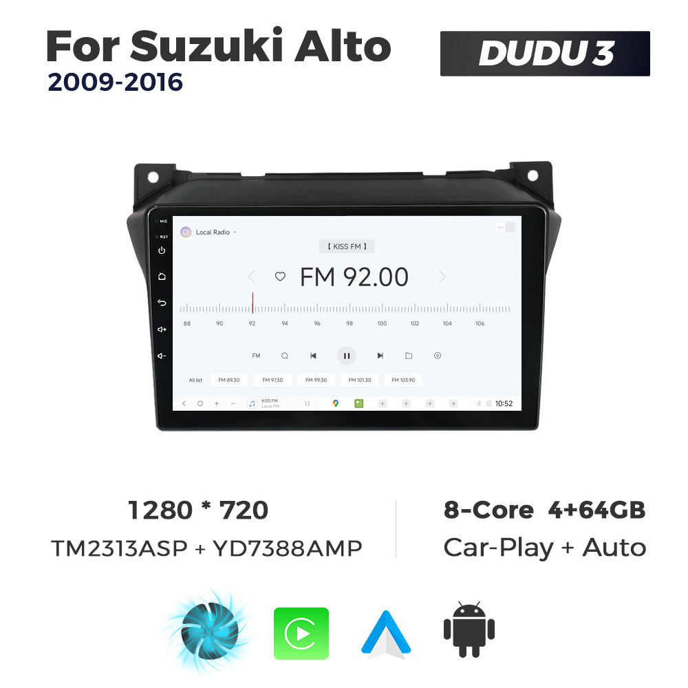 Navigatie Dedicata Suzuki Alto 2009-2016 DUDU3 9" 4GB RAM, 64GB ROM, Octacore, Ecran HD, CarPlay&AndroidAuto, Android - imagine 3