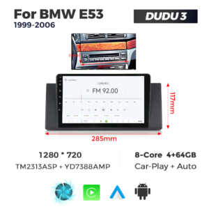 Navigatie Dedicata BMW X5 E53 1999-2006 DUDU3 9" 4GB RAM, 64GB ROM, Octacore, Ecran HD, CarPlay&AndroidAuto, Android - imagine 3