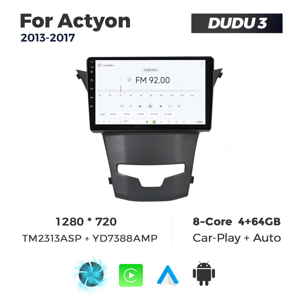 Navigatie Dedicata SsangYong Actyon 2013-2017 DUDU3 9" 4GB RAM, 64GB ROM, Octacore, Ecran HD, CarPlay&AndroidAuto, Android - imagine 3