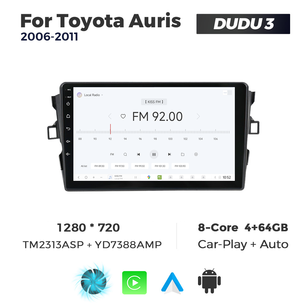 Navigatie Dedicata Toyota Auris 2006-2011 DUDU3 9" 4GB RAM, 64GB ROM, Octacore, Ecran HD, CarPlay&AndroidAuto, Android - imagine 3