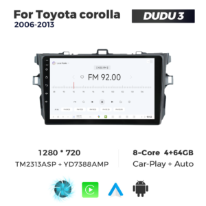 Navigatie Dedicata Toyota Corolla 2006-2013 DUDU3 9" 4GB RAM, 64GB ROM, Octacore, Ecran HD, CarPlay&AndroidAuto, Android - imagine 3