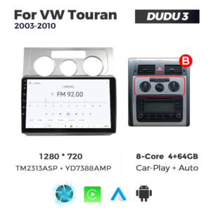 Navigatie Dedicata Volkswagen Touran 2003-2010 Gri DUDU3 10" 4GB RAM, 64GB ROM, Octacore, Ecran HD, CarPlay&AndroidAuto, Android - imagine 3