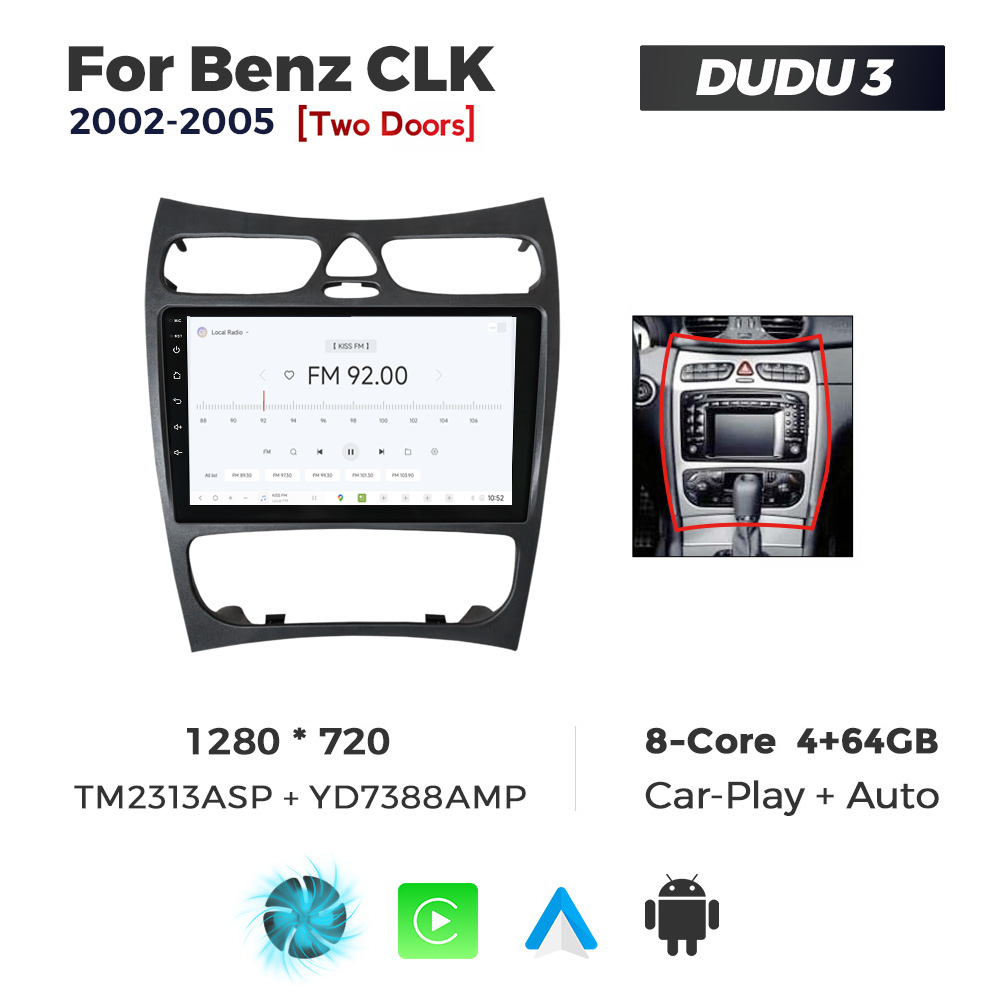 Navigatie Dedicata Benz CLK 2002-2005 DUDU3 9" 4GB RAM, 64GB ROM, Octacore, Ecran HD, CarPlay&AndroidAuto, Android - imagine 3