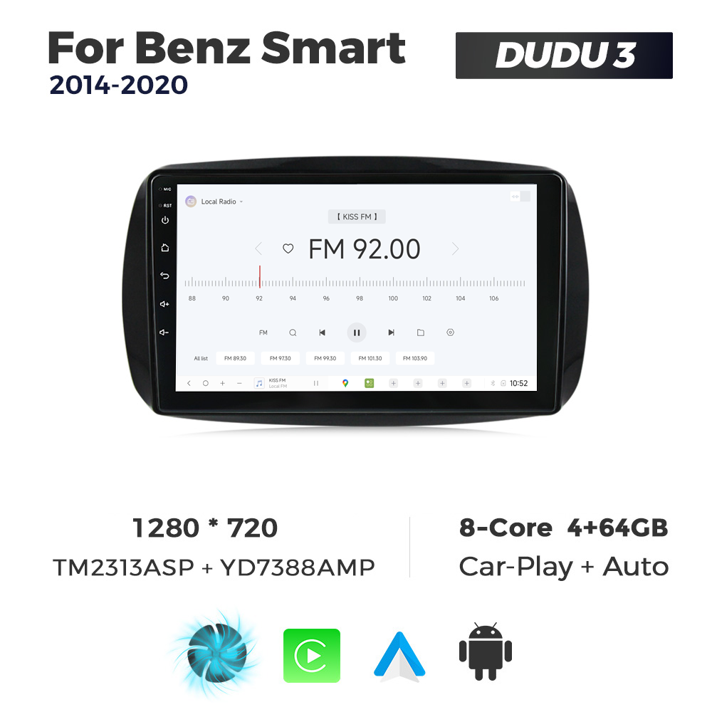 Navigatie Dedicata Benz Smart 2014-2020 DUDU3 9" 4GB RAM, 64GB ROM, Octacore, Ecran HD, CarPlay&AndroidAuto, Android - imagine 3
