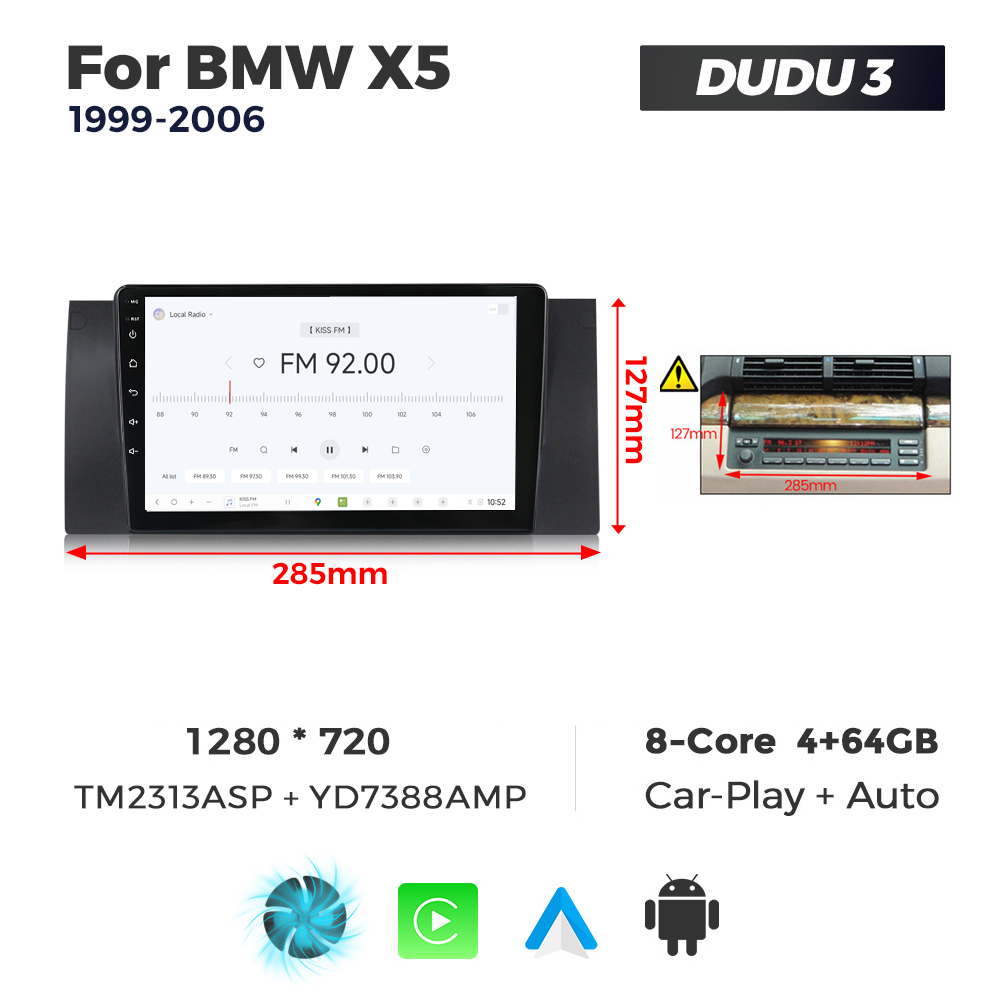 Navigatie Dedicata BMW E39 1999-2006 DUDU3 9" 4GB RAM, 64GB ROM, Octacore, Ecran HD, CarPlay&AndroidAuto, Android - imagine 3