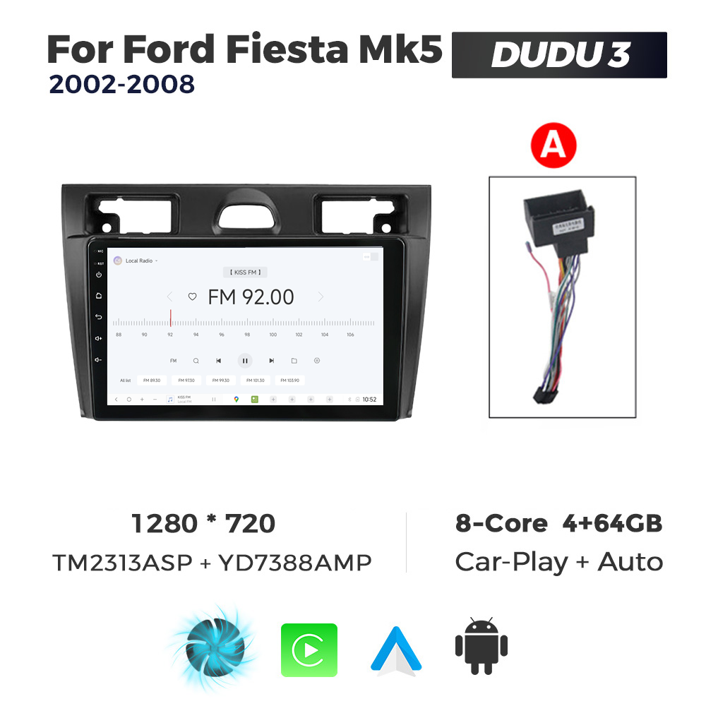 Navigatie Dedicata Ford Fiesta MK5 2002-2008 DUDU3 9" 4GB RAM, 64GB ROM, Octacore, Ecran HD, CarPlay&AndroidAuto, Android - imagine 3